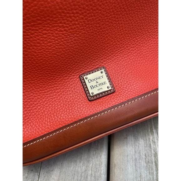 Dooney Bourke Orange Tangerine Pebbled Leather Zip  Handbag - Picture 11 of 13
